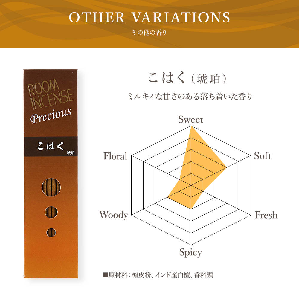 玉初堂　ROOM　INCENSE Precious 　こはく　