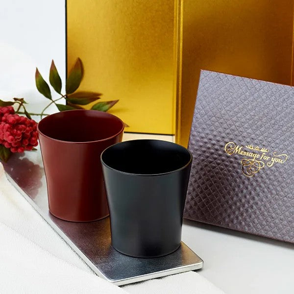 Kaze-ya style Hand-painted Lacquer Tumbler Cups (2pc set) [Direct from Japan]